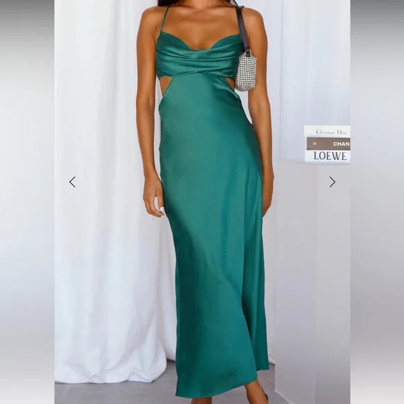 Hello Molly | Dresses | Hello Molly Green Satin Maxi Dress | Poshmark